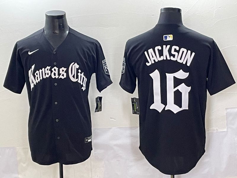 Men 2025 Kansas City Royals #16 Jackson Black Five generations Joint Name Nike MLB Jersey style 1->kansas city royals->MLB Jersey